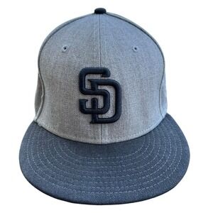 New Era San Diego Padres 59FIFTY Mens Fitted Hat Size 7 1/2 Gray SD Baseball Cap